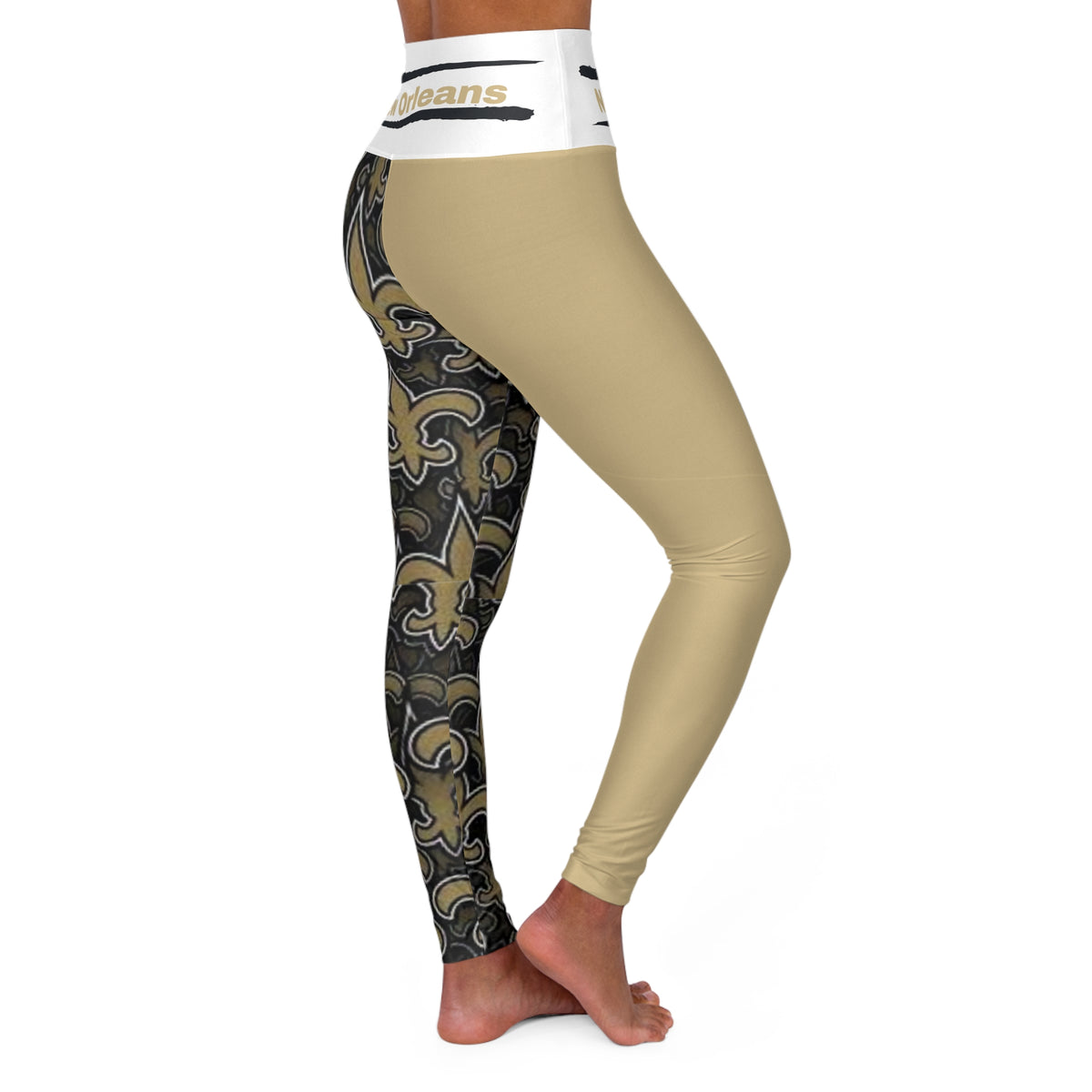 New Orleans Football Themed High Waisted Yoga Leggings