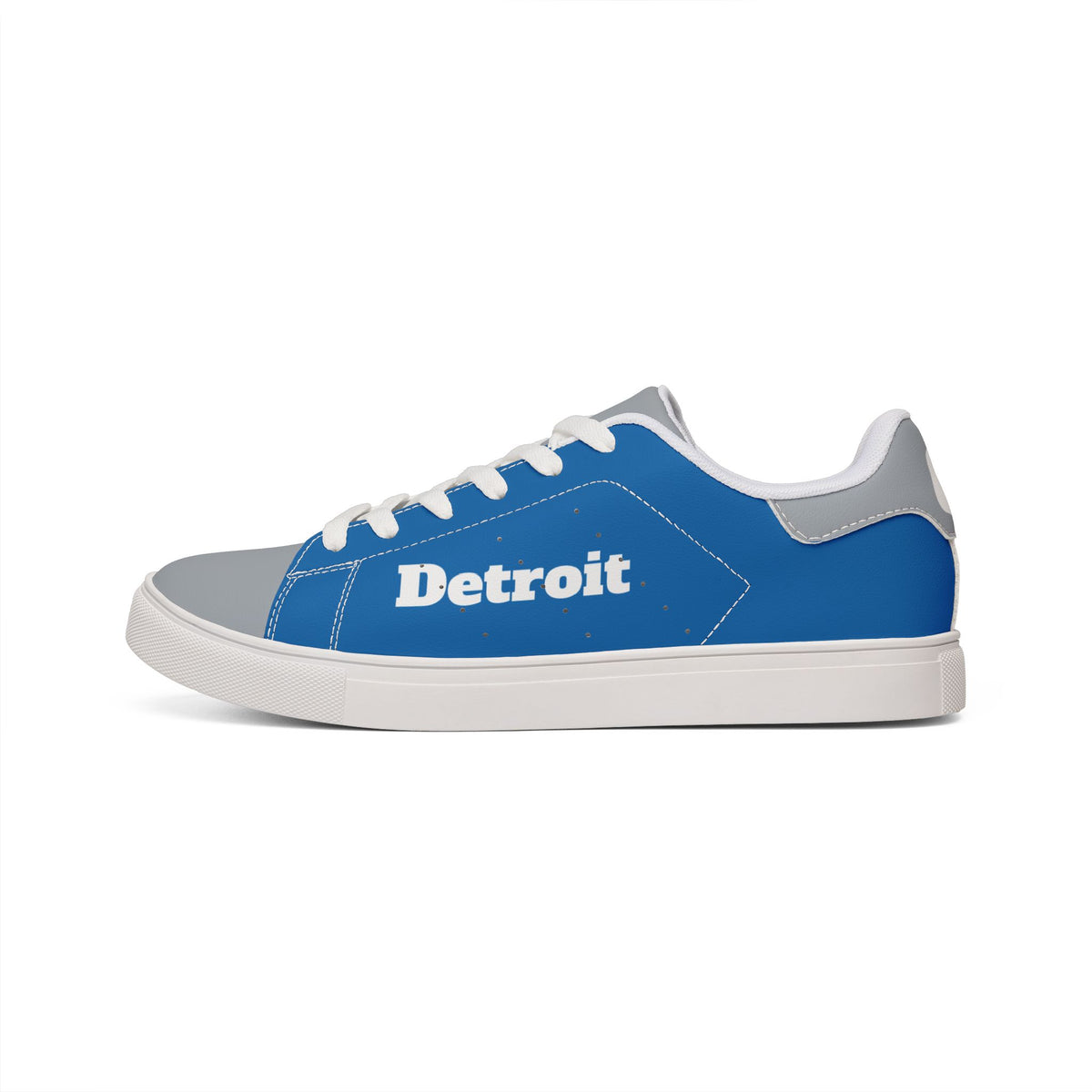 Detroit Football Themed Sneakers, Low-Top Leather Sneakers, Blue and Grey shoes, Football fan shoes, Men's Shoes, tennis shoes, gift
