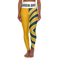 Green Bay Football Themed Leggings, womens leggings, green bay yoga pants, cute leggings, gift, green bay football pants, fan gift