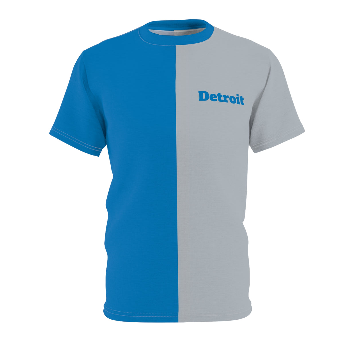 Detroit split color tee, Detroit football themed tee, Unisex shirt, football fan gear, matching outfit, Honolulu Blue, Detroit football