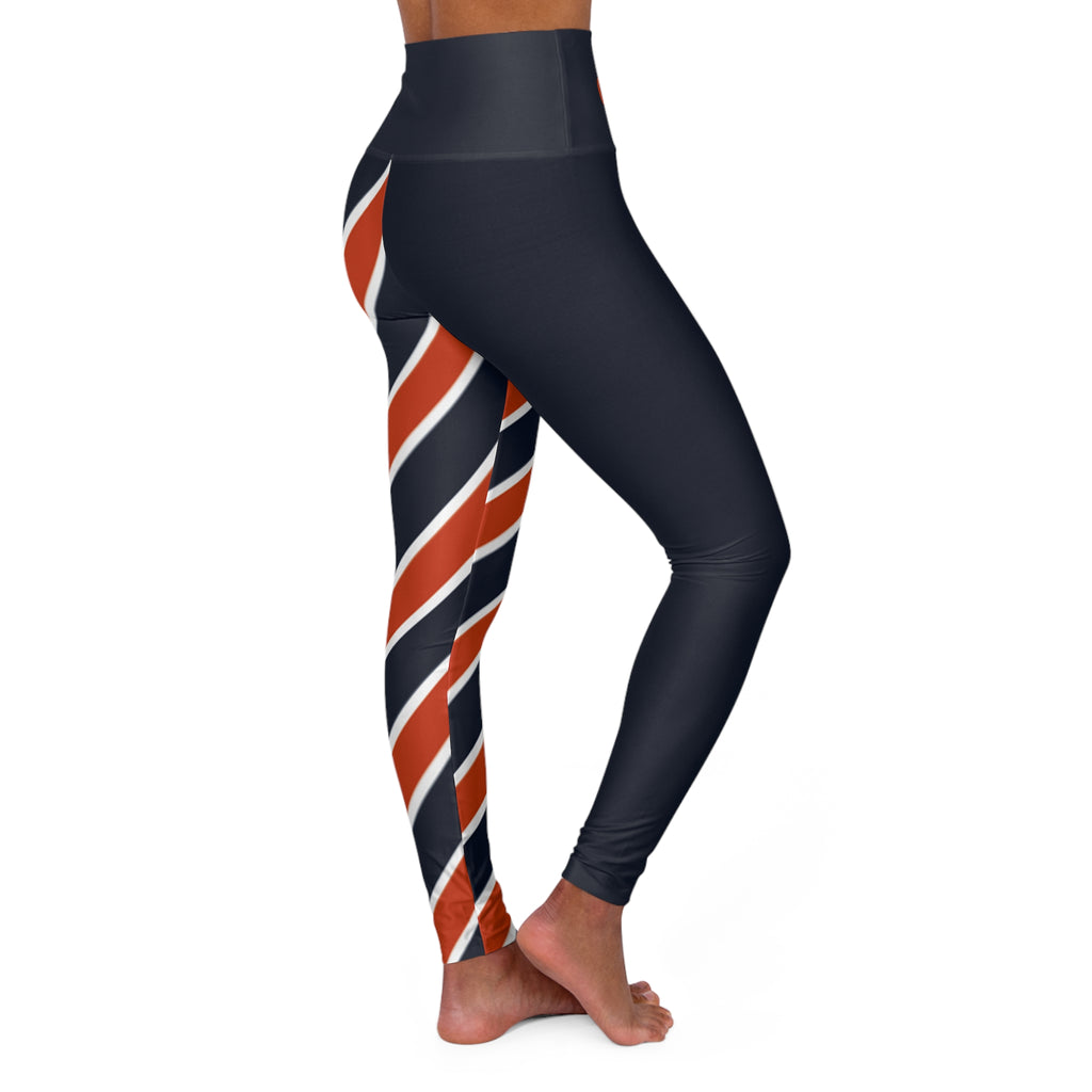 Blue and Orange striped leggings, cute yoga pants, sports fan leggings, Chicago Football Themed Leggings, Gift for Her, Christmas Gift