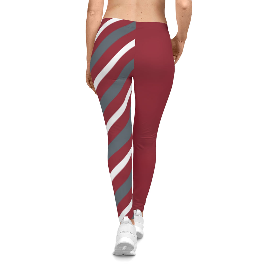 Crimson and Grey Striped Leggings for Women, WSU Themed Leggings, Cougars themed Leggings, School spirit, Cute yoga pants, gift