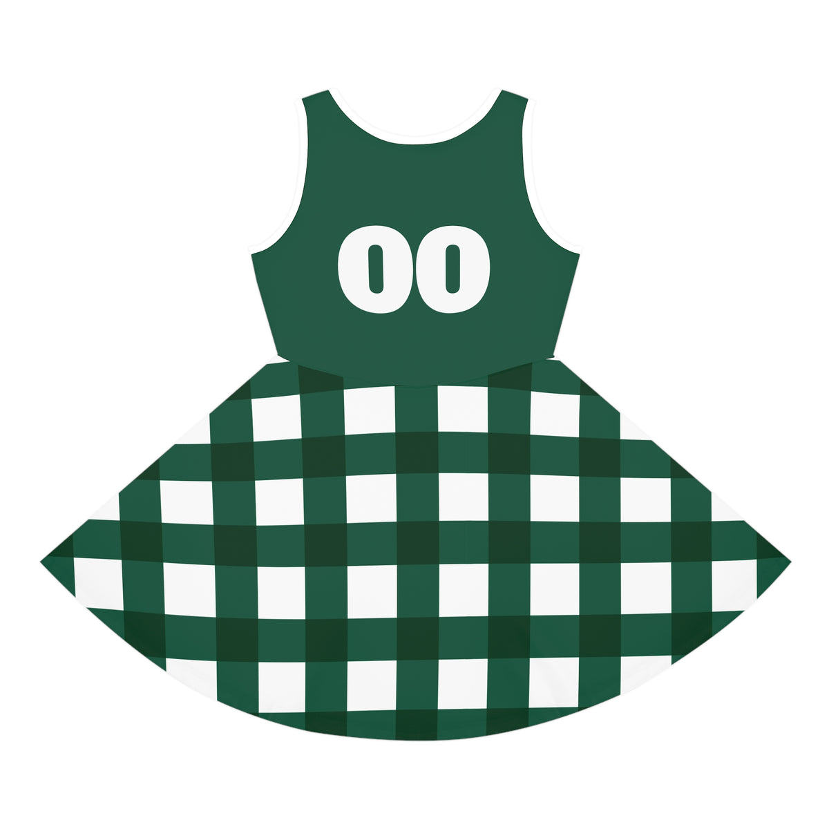 Girls New York themed dress, green and white plaid dress, matching outfits, sisters matching dress, picture dress, game day dress gift