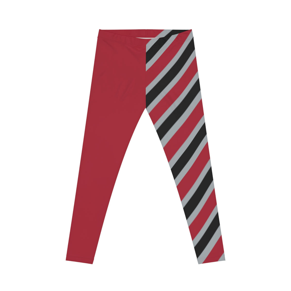Red, Grey and Black Striped Women's Casual Leggings, Comfortable Activewear,  Gift Idea, Atlanta Football Themed Leggings, Football fan,
