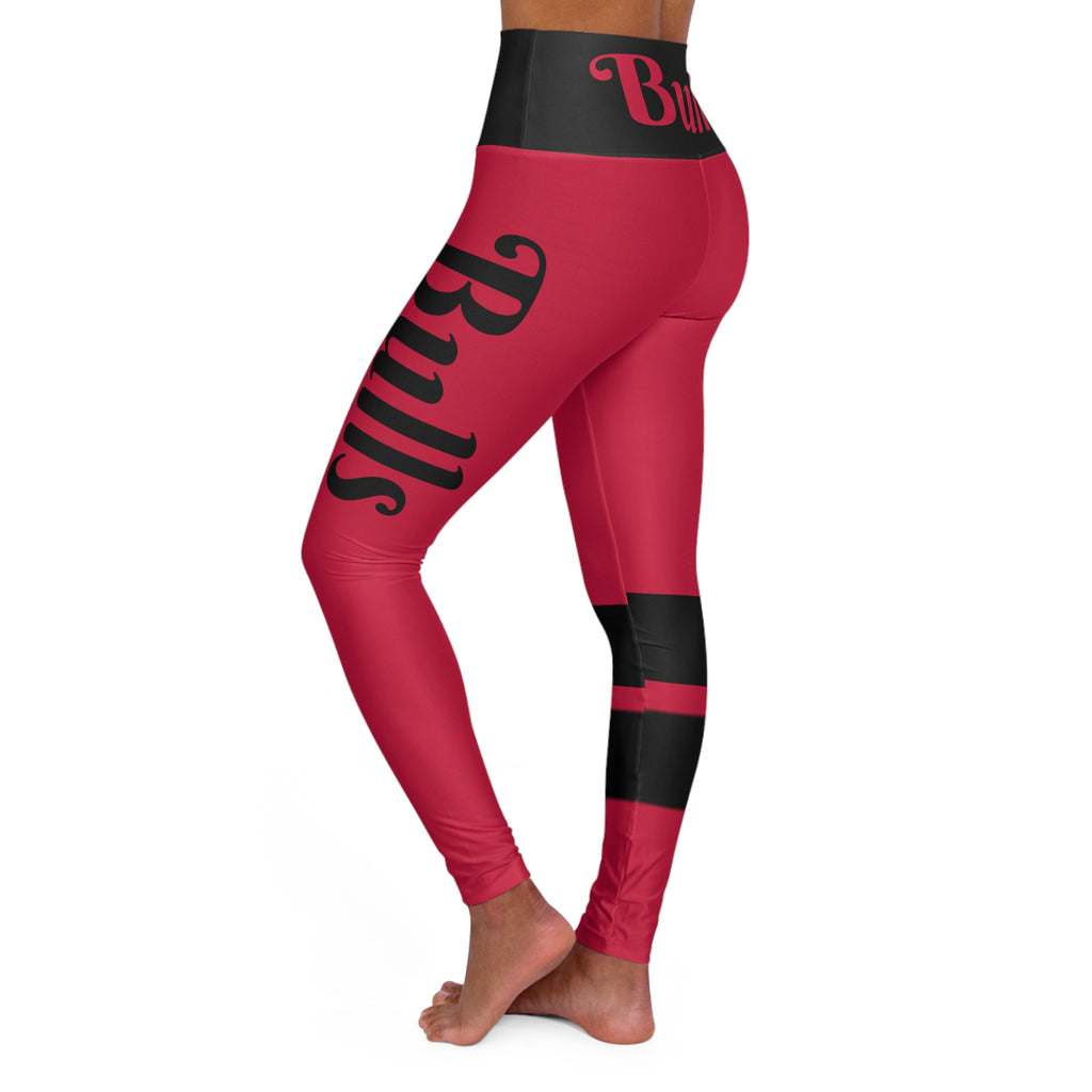Red and Black High Waisted Yoga Leggings, Bulls Leggings, Basketball, Sports leggings, Women's Leggings,  cute yoga pants