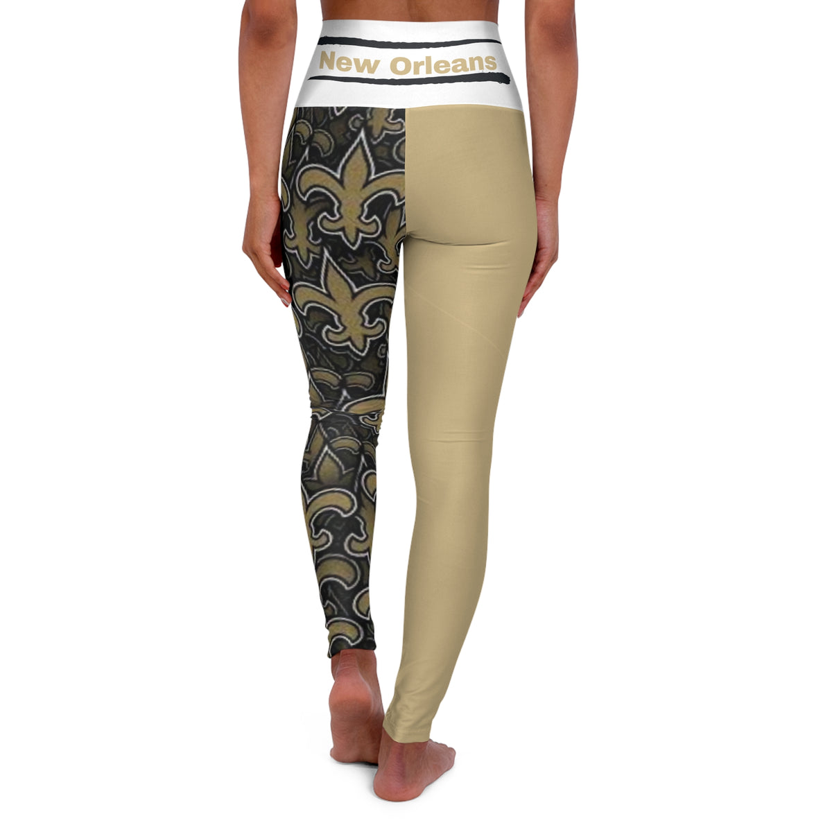 New Orleans Football Themed High Waisted Yoga Leggings
