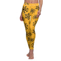 Black and Yellow Snowflake Pattern Leggings, Women's Leggings, Pittsburgh football themed leggings, festive pants, Christmas pants, gift