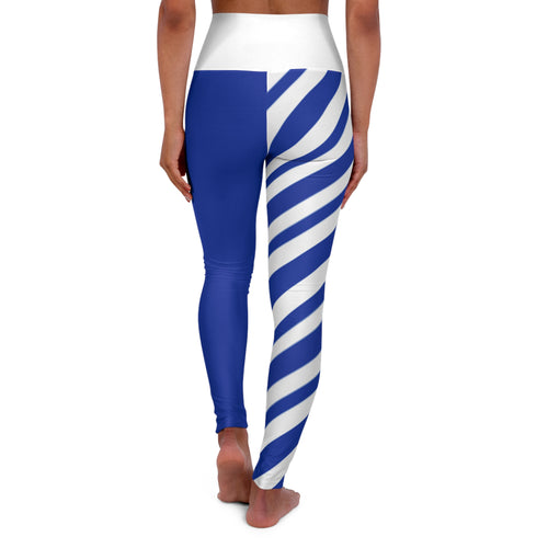 Blue and White Striped High Waisted Yoga Leggings, University of Kentucky Themed Leggings, Women's Leggings, School Spirit, Gift