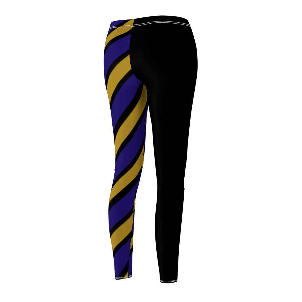 Bold Striped Women's Casual Leggings, Black and Purple leggings, Comfortable Fashion, Baltimore Football Themed Leggings, Gift for Her,