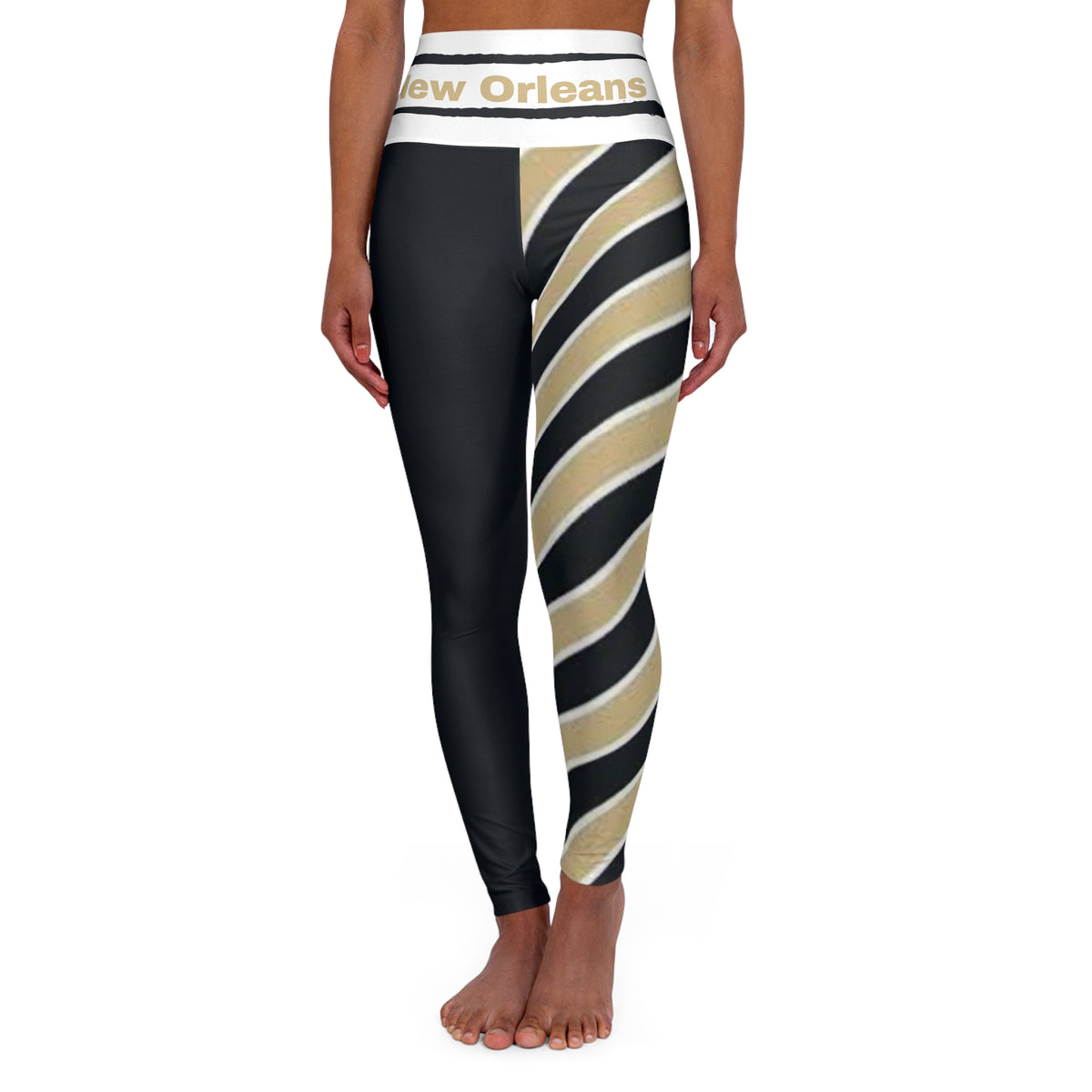 New Orleans Football Themed High Waisted Yoga Leggings