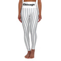 Black and White Striped High Waisted Yoga Leggings, Chicago Baseball Themed leggings, Women's Leggings, Cute Yoga Pants, Baseball Fan Pants