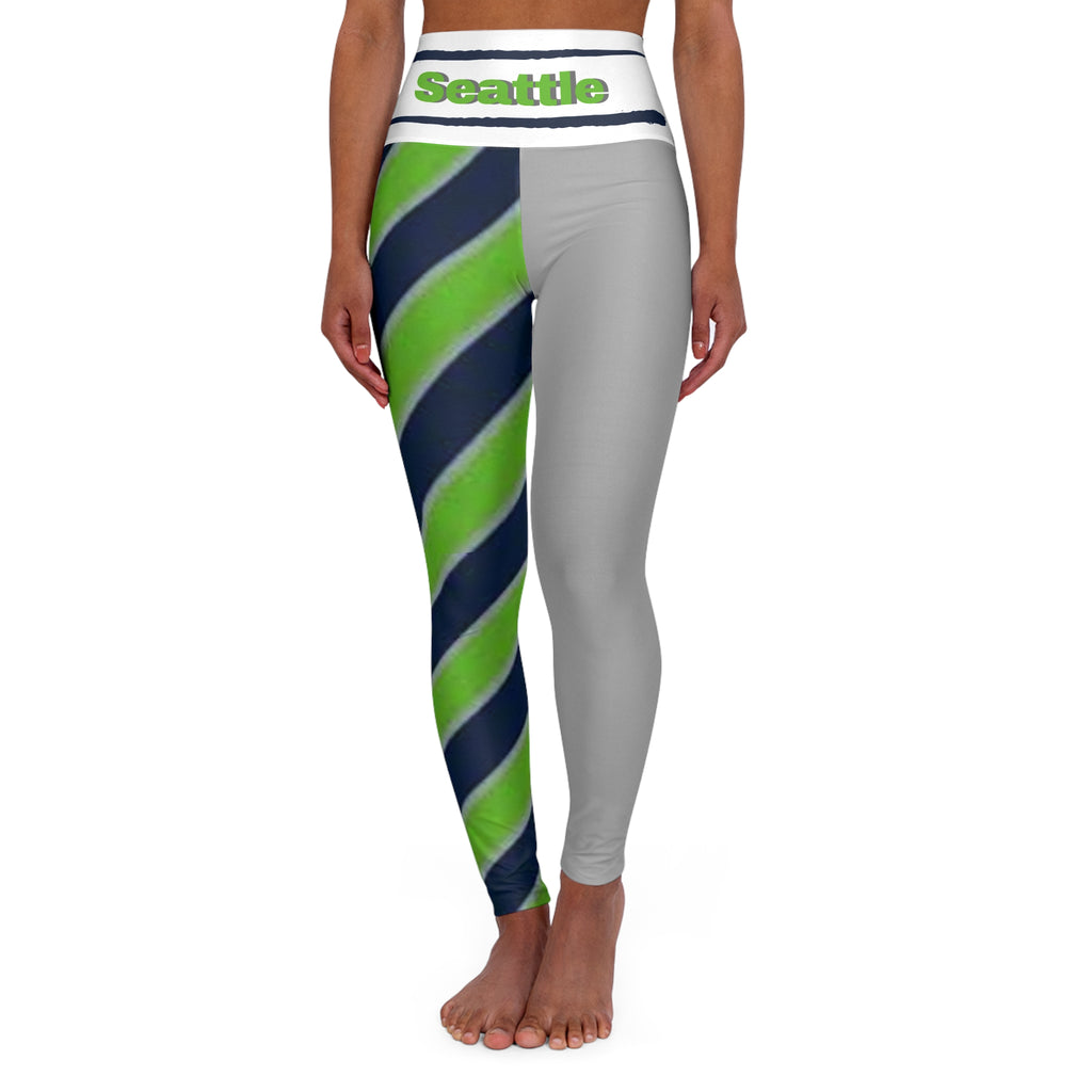 Seattle Football Themed High Waisted Yoga Leggings