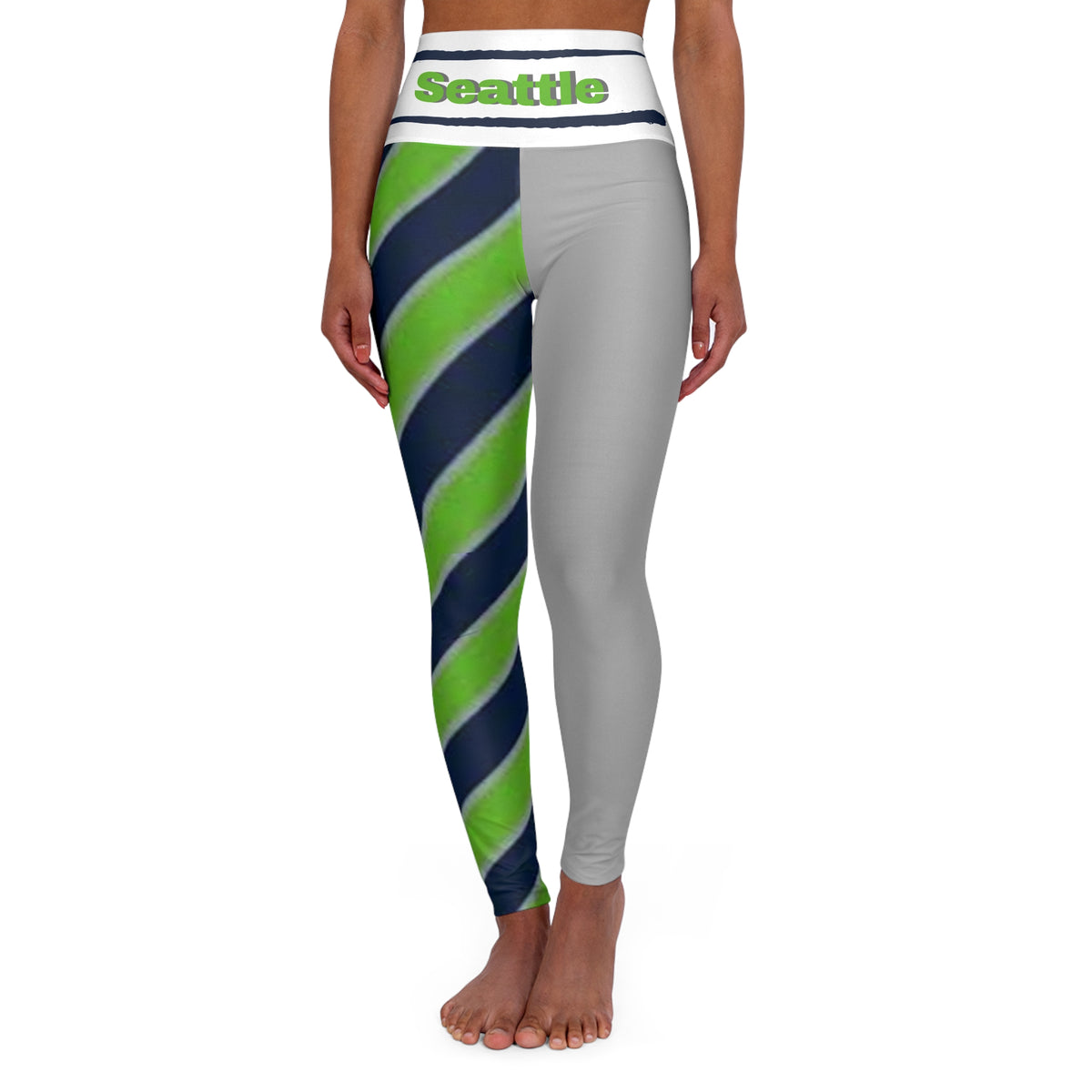 Seattle Football Themed High Waisted Yoga Leggings