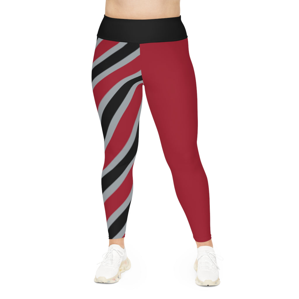 Red, grey and black striped Plus Size Leggings, Atlanta Football Themed Leggings, Women's Leggings, gift, Cute leggings, Plus size fashion