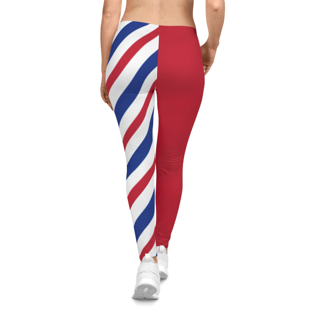 Patriotic Striped Leggings, Red White and Blue Leggings, Buffalo Football Themed Leggings, Women's Leggings,  4th of July Leggings, Gift