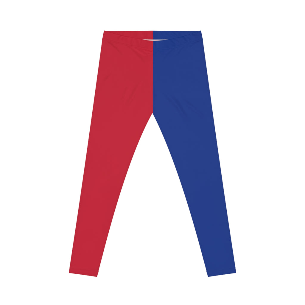 Red and blue Color Block Leggings, buffalo football themed leggings, Casual Yoga Pants, 4th of july leggings, patriotic, women's leggings