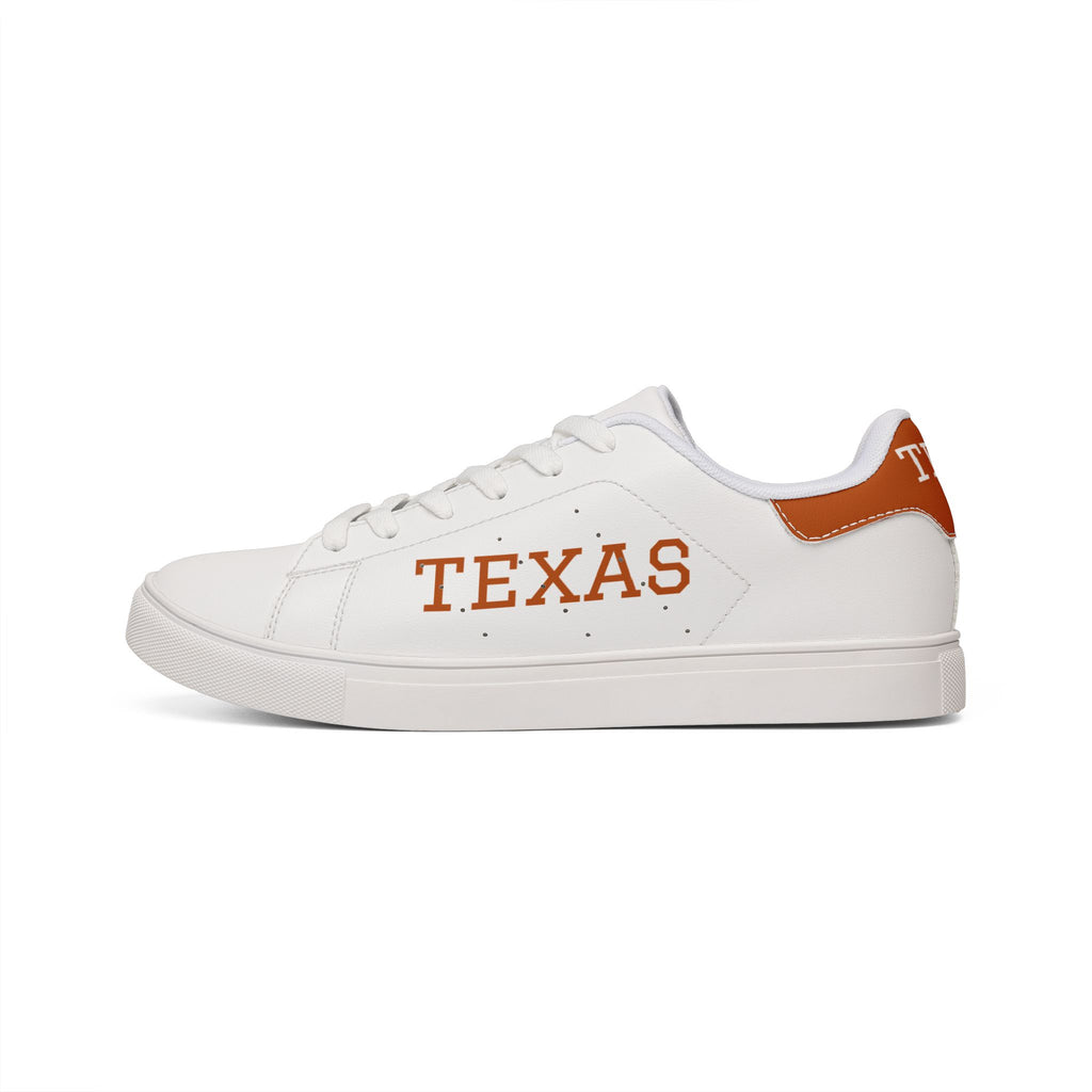 Texas tennis shoes, Low-Top Leather Sneakers, Unisex sneakers, orange and white shoes, college fan shoes, game day shoes, alumni gift