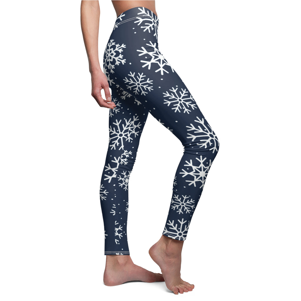 Blue and White Snowflakes Leggings, Winter Snowflake Pattern Leggings, Dallas football themed leggings, Women's yoga pants, game day pants