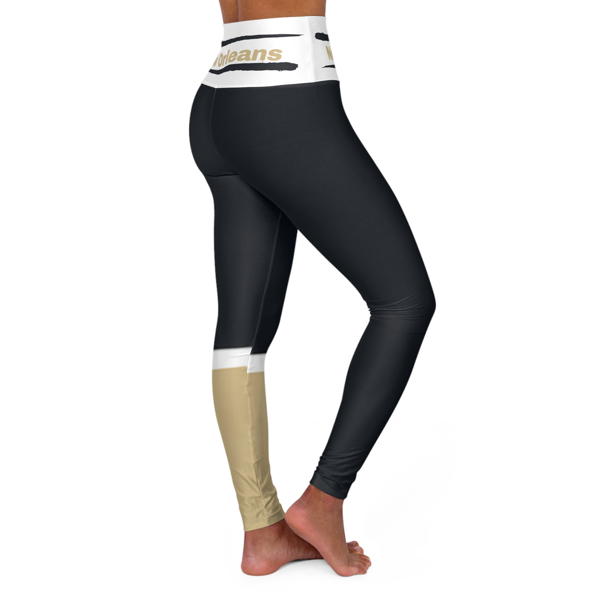 New Orleans Football Themed High Waisted Yoga Leggings