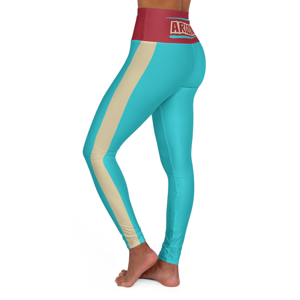 Arizona baseball high Waisted Yoga Leggings, Women's Leggings,  Teal, red, and tan yoga pants, arizona baseball themed, cute leggings, gift