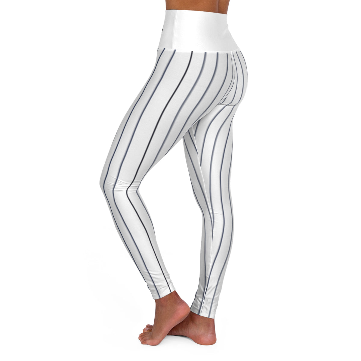 Black and White Striped High Waisted Yoga Leggings, Chicago Baseball Themed leggings, Women's Leggings, Cute Yoga Pants, Baseball Fan Pants