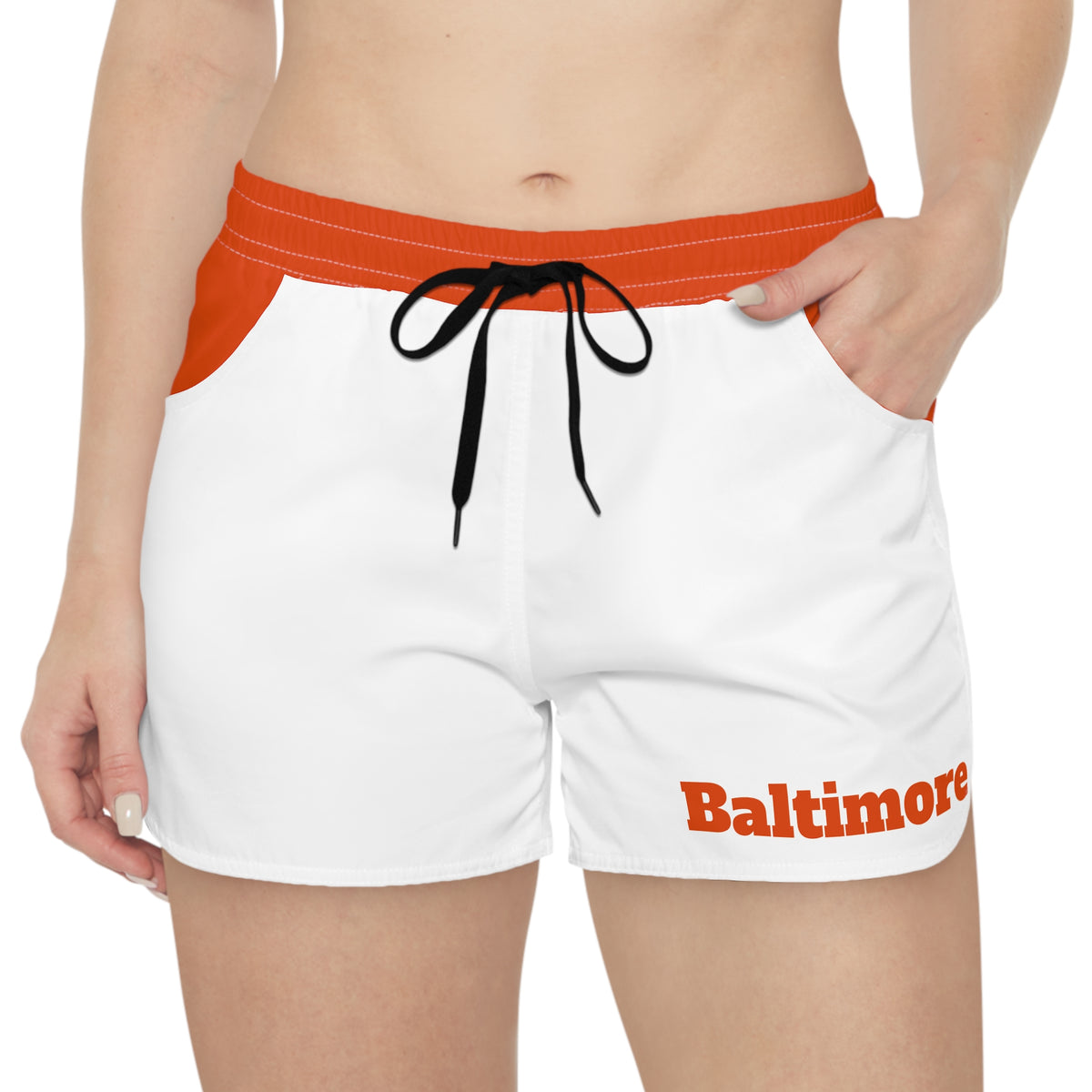 White and Orange Women's Shorts, Baltimore baseball fan, Baltimore fan, baseball game shorts, Vintage Orioles shorts, cute shorts, gift