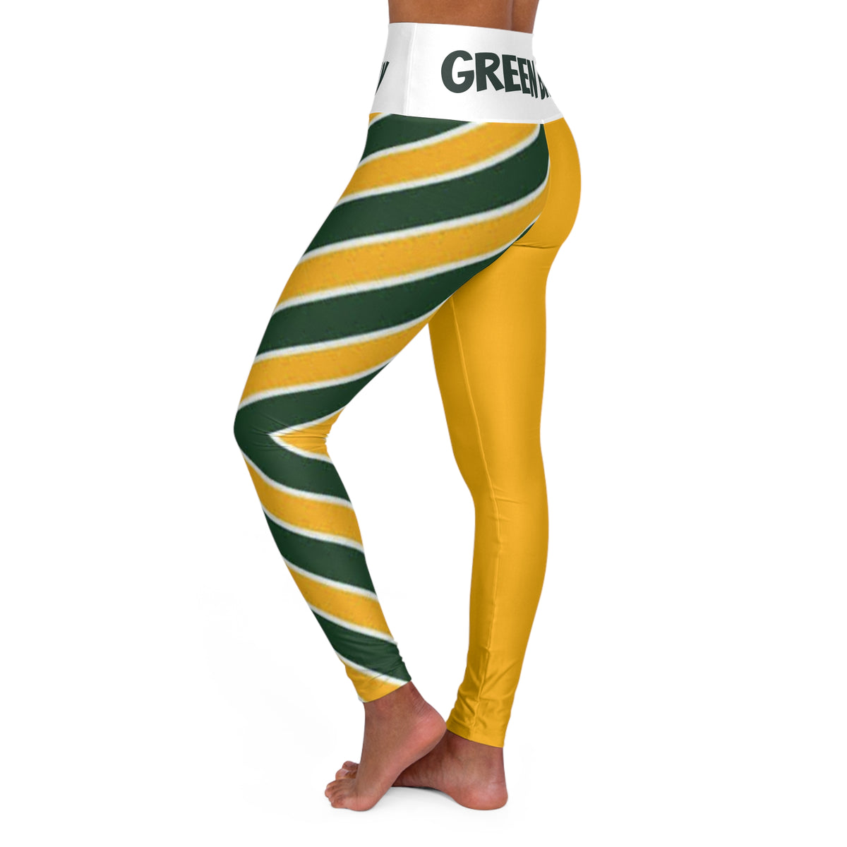 Green Bay Football Themed Leggings, womens leggings, green bay yoga pants, cute leggings, gift, green bay football pants, fan gift