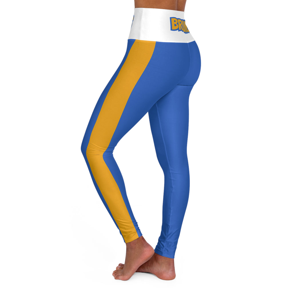Blue and gold High Waisted Yoga Leggings, Bruins Themed leggings,  Women's leggings, cute leggings, cute yoga pants, gift, alumni gift
