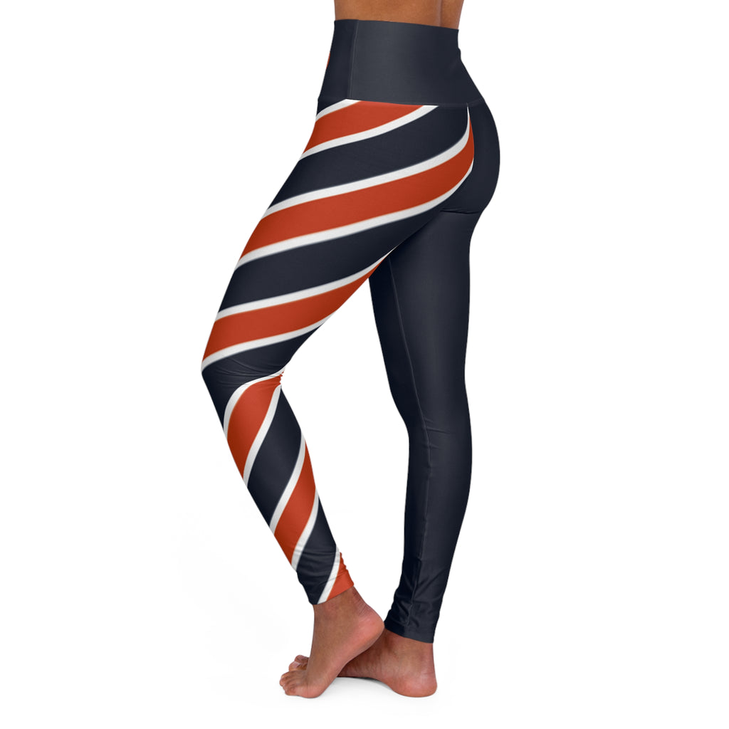 Blue and Orange striped leggings, cute yoga pants, sports fan leggings, Chicago Football Themed Leggings, Gift for Her, Christmas Gift