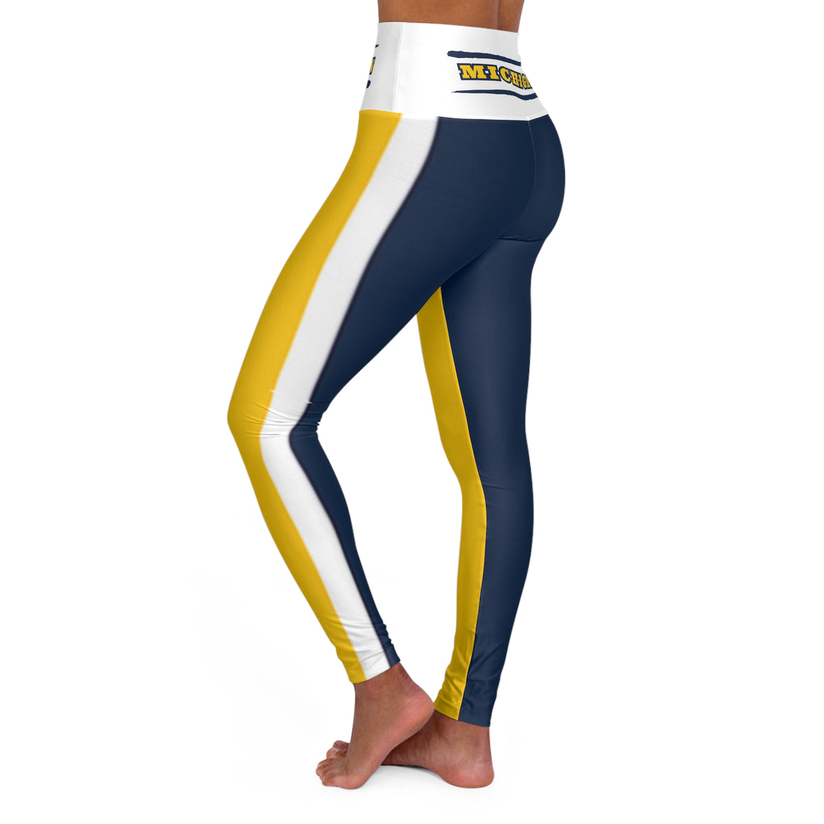 University of Michigan Themed High Waisted Yoga Leggings