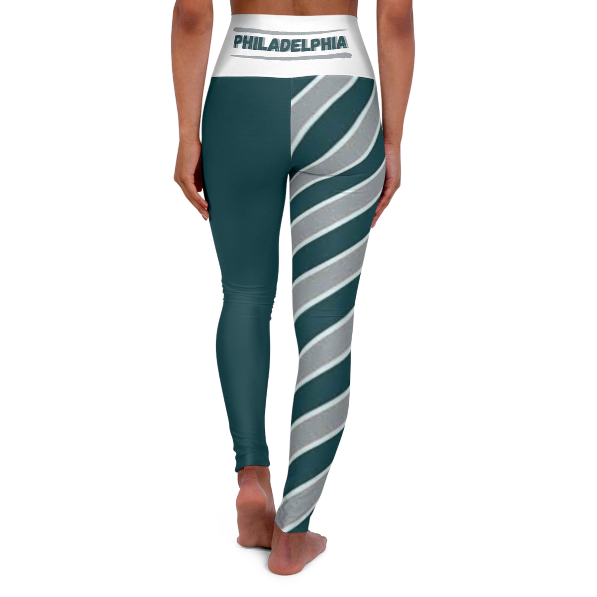 Green and Grey High Waisted Yoga Leggings, Philadelphia Football Themed leggings, Philly Leggings,  cute yoga pants, Women's Leggings, gift