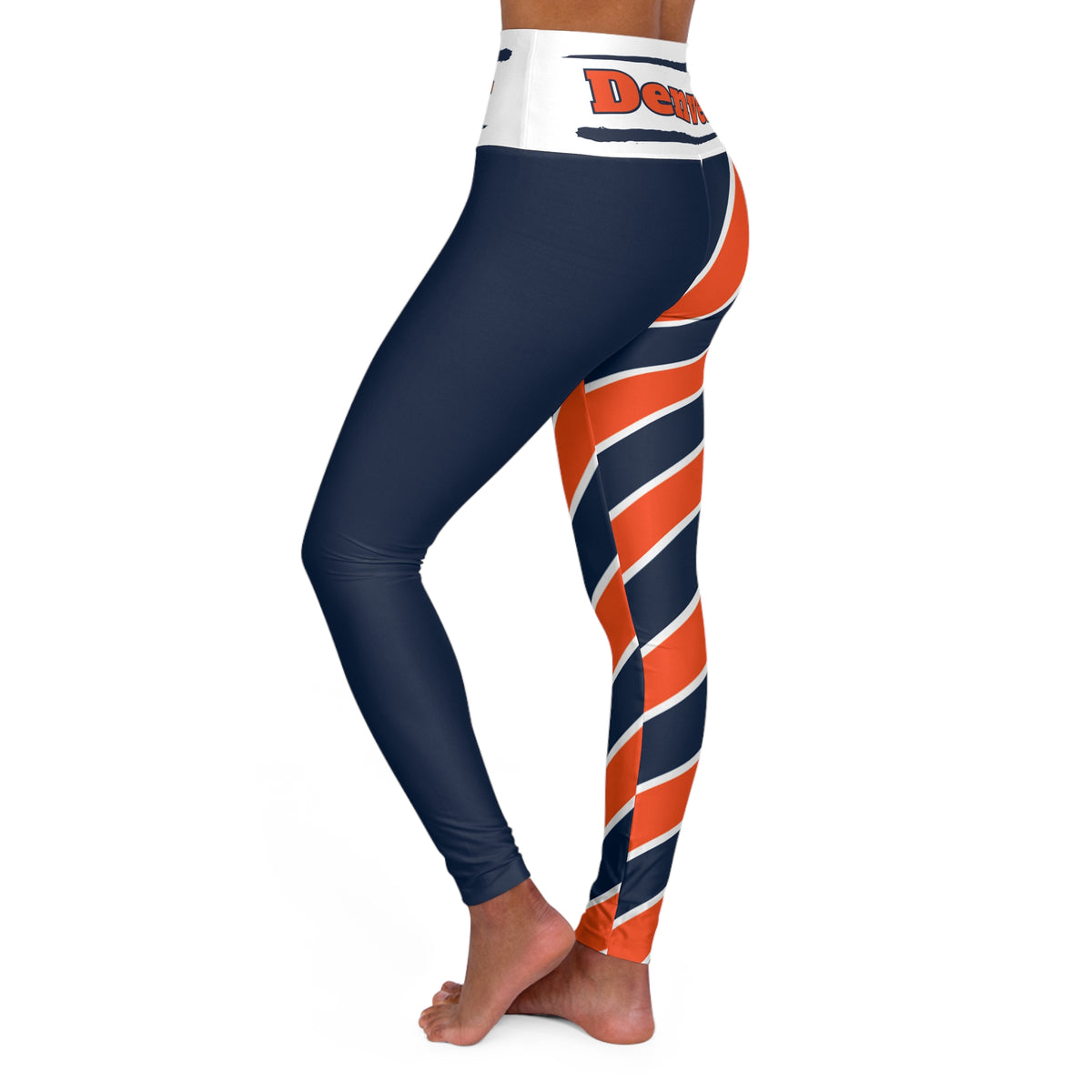 Denver Broncos Football Themed High Waisted Leggings, Women's Leggings