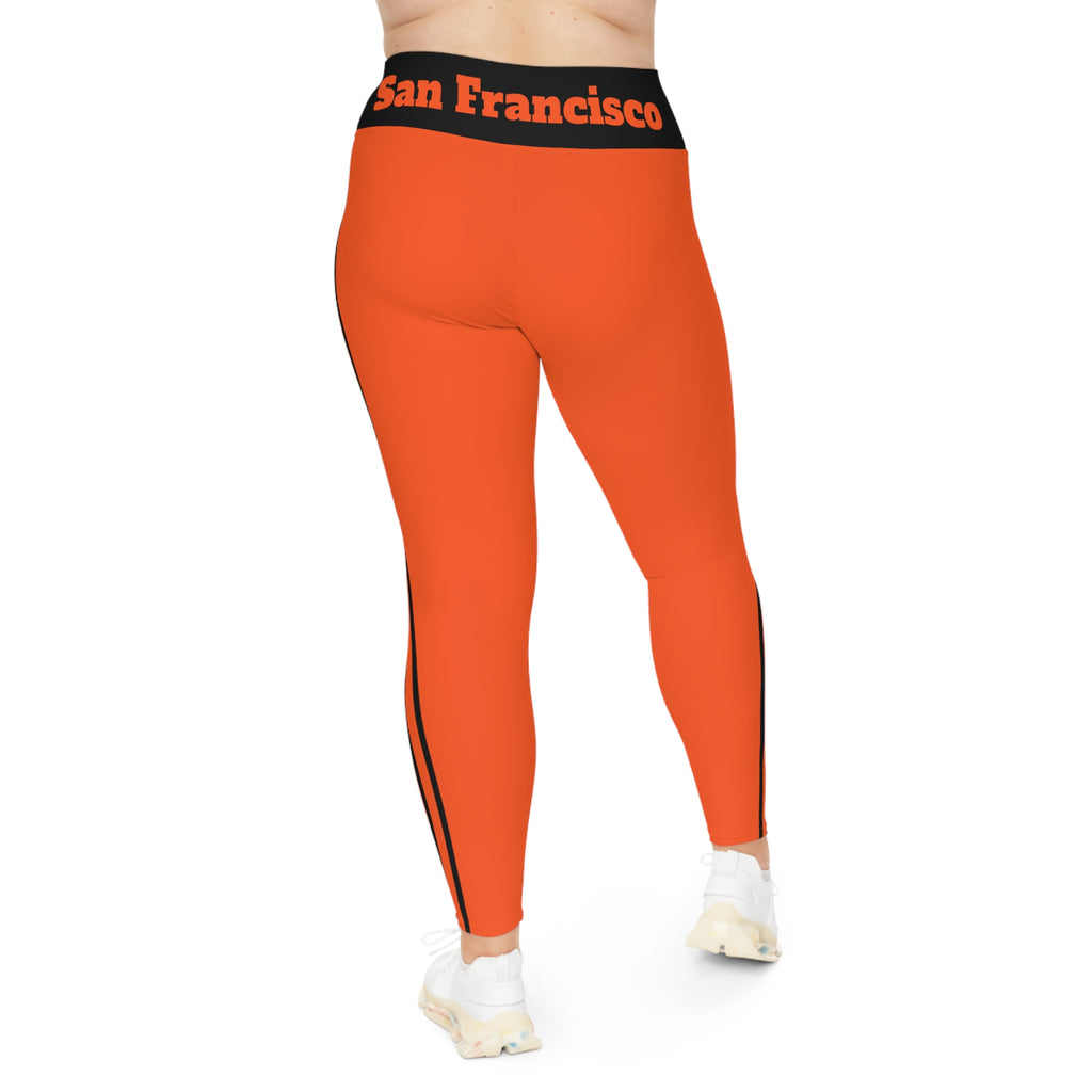 San Francisco Plus Size Leggings, Orange and black leggings, san francisco baseball themed leggings, game day, baseball fan leggings, gift