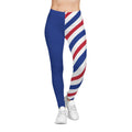 Red, White, and Blue Stripe Women's Casual Leggings, Buffalo Football Themed Leggings, Patriotic Leggings, 4th of July leggings, gift,  yoga