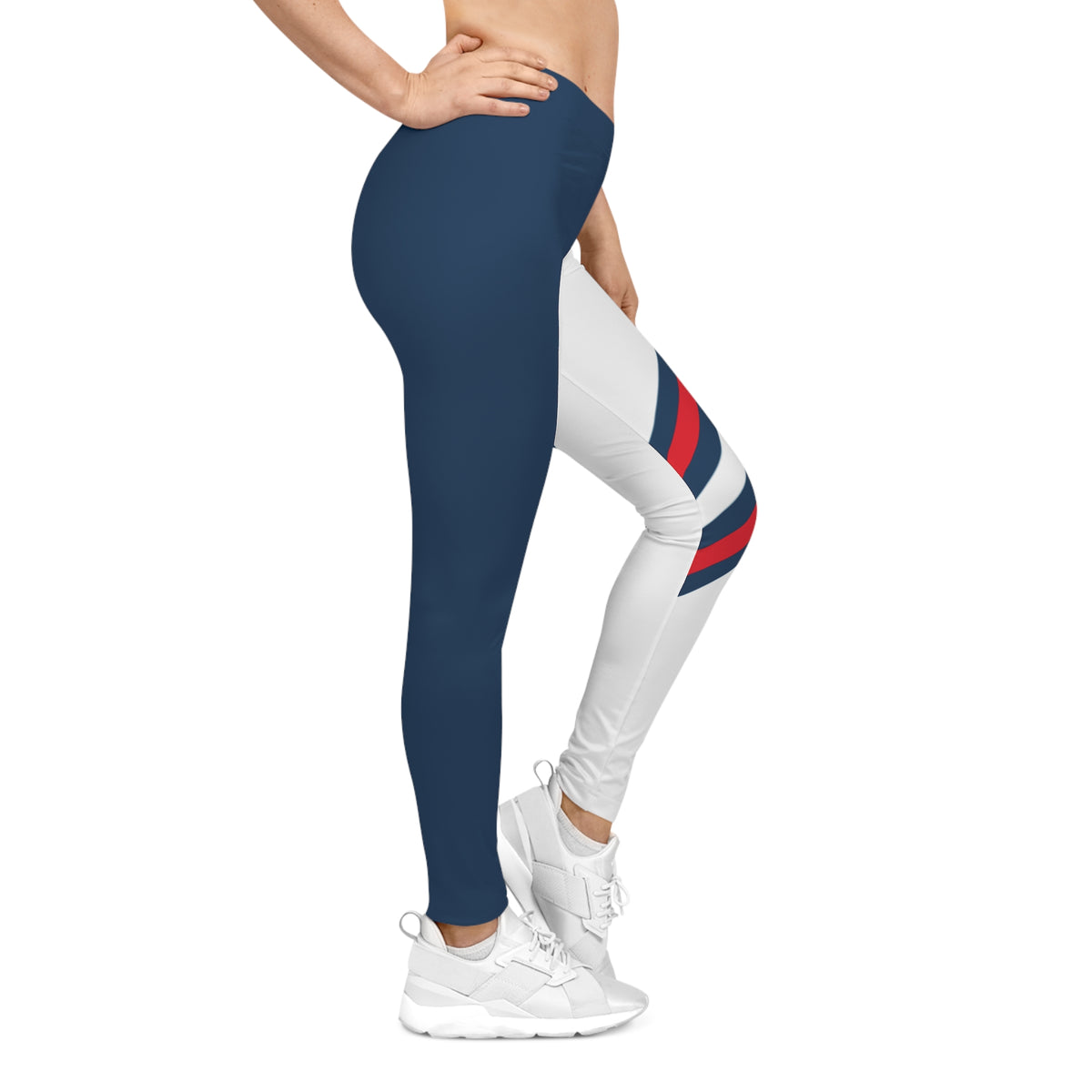 Red, white and blue striped Women's Leggings,  Cleveland baseball themed leggings, Women's casual leggings,  cute yoga pants, gift