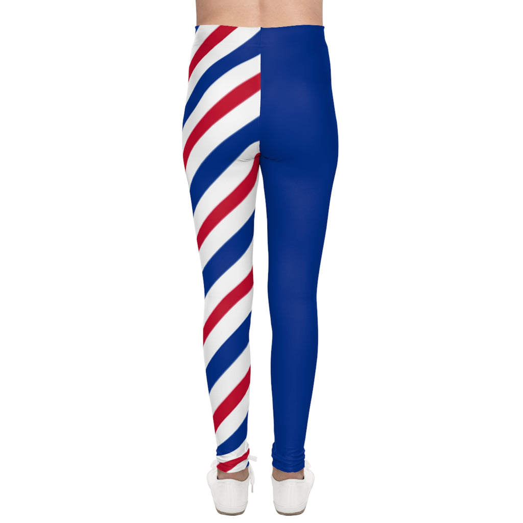Patriotic Youth Leggings, buffalo football themed leggings, 4th of july leggings, red white and blue striped, children's, matching leggings