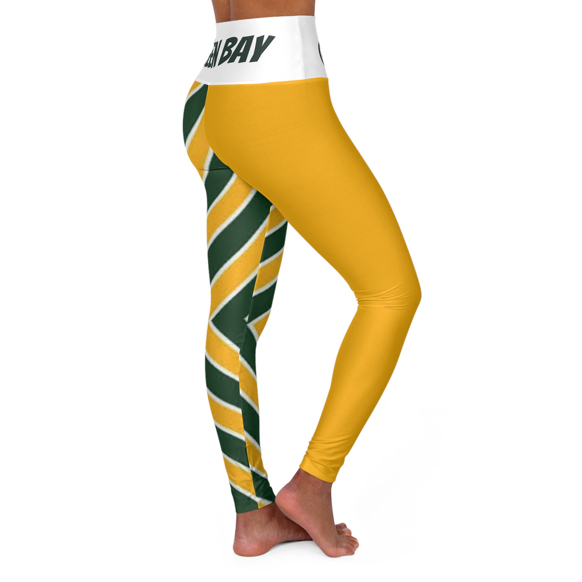 Green Bay Football Themed Leggings, womens leggings, green bay yoga pants, cute leggings, gift, green bay football pants, fan gift