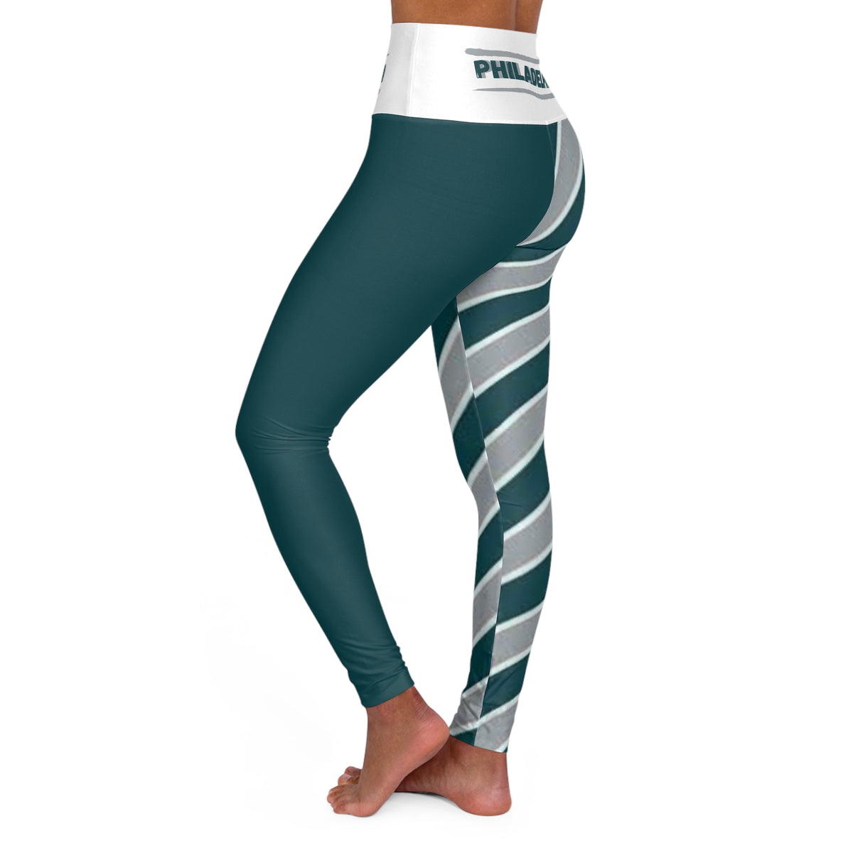 Green and Grey High Waisted Yoga Leggings, Philadelphia Football Themed leggings, Philly Leggings,  cute yoga pants, Women's Leggings, gift