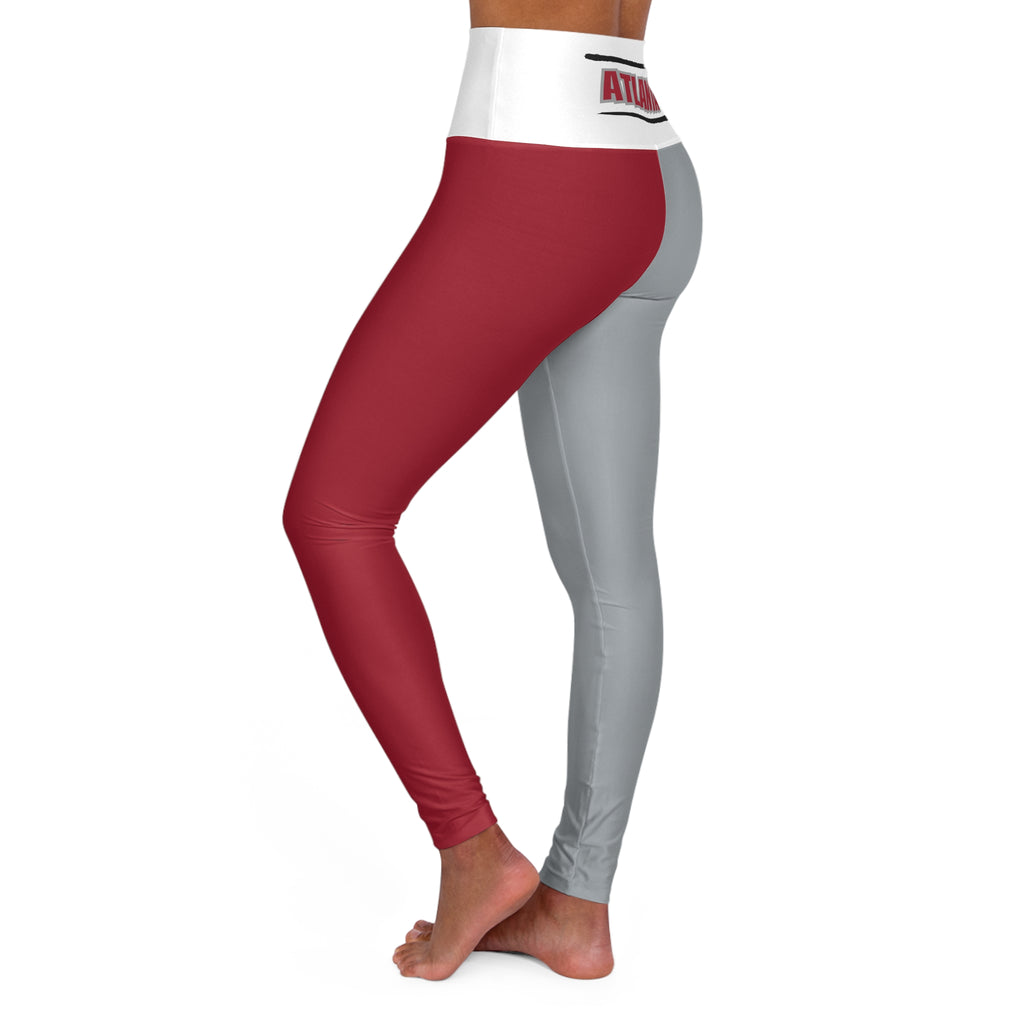 Red and grey High Waisted Yoga Leggings, Atlanta Football Themed leggings, Women's Leggings,  football fan leggings, Cute yoga pants, gift
