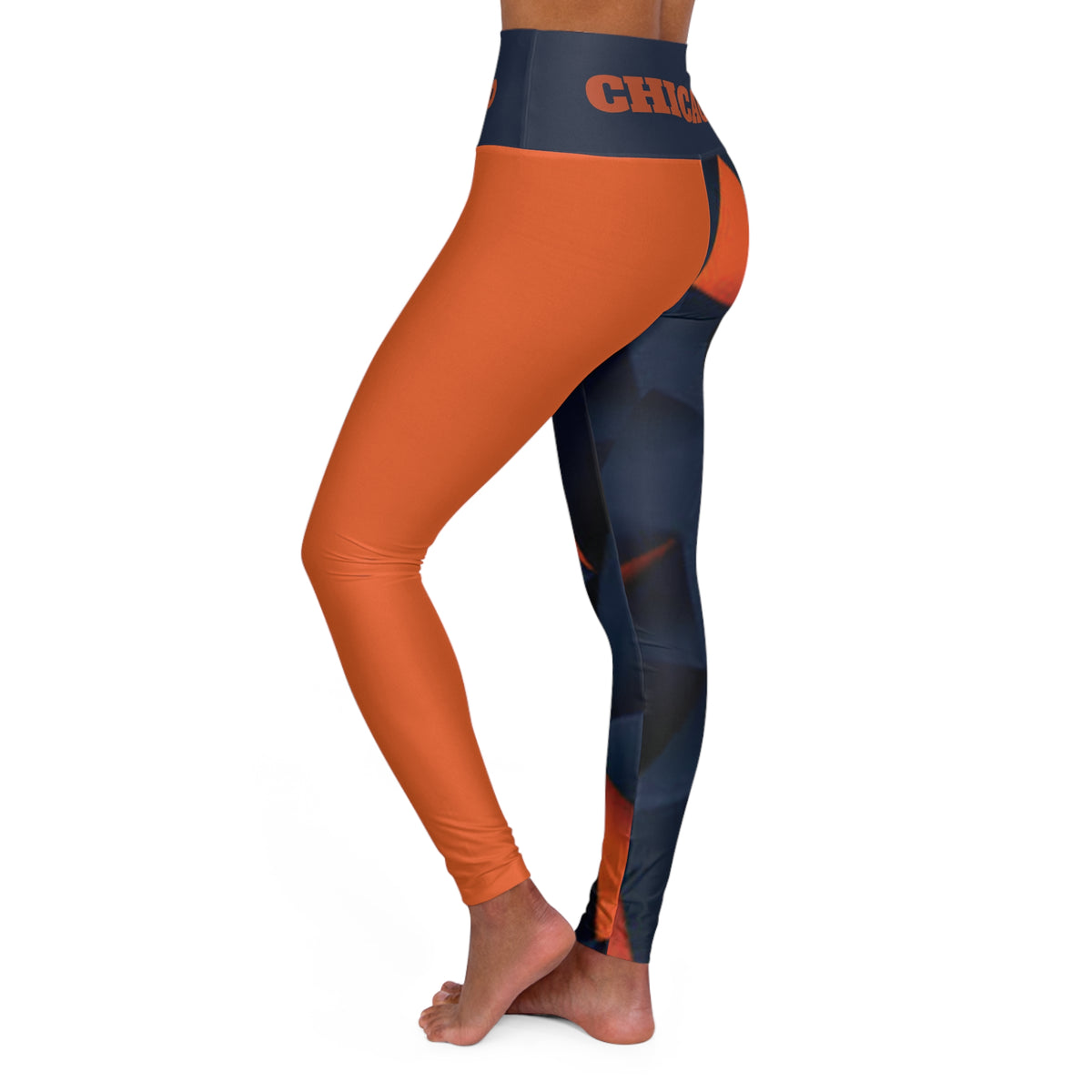 Chicago Football Themed High Waisted Leggings, Chicago Football Leggings, Women's Leggings, Game day pants, Chicago Fan Leggings, gift
