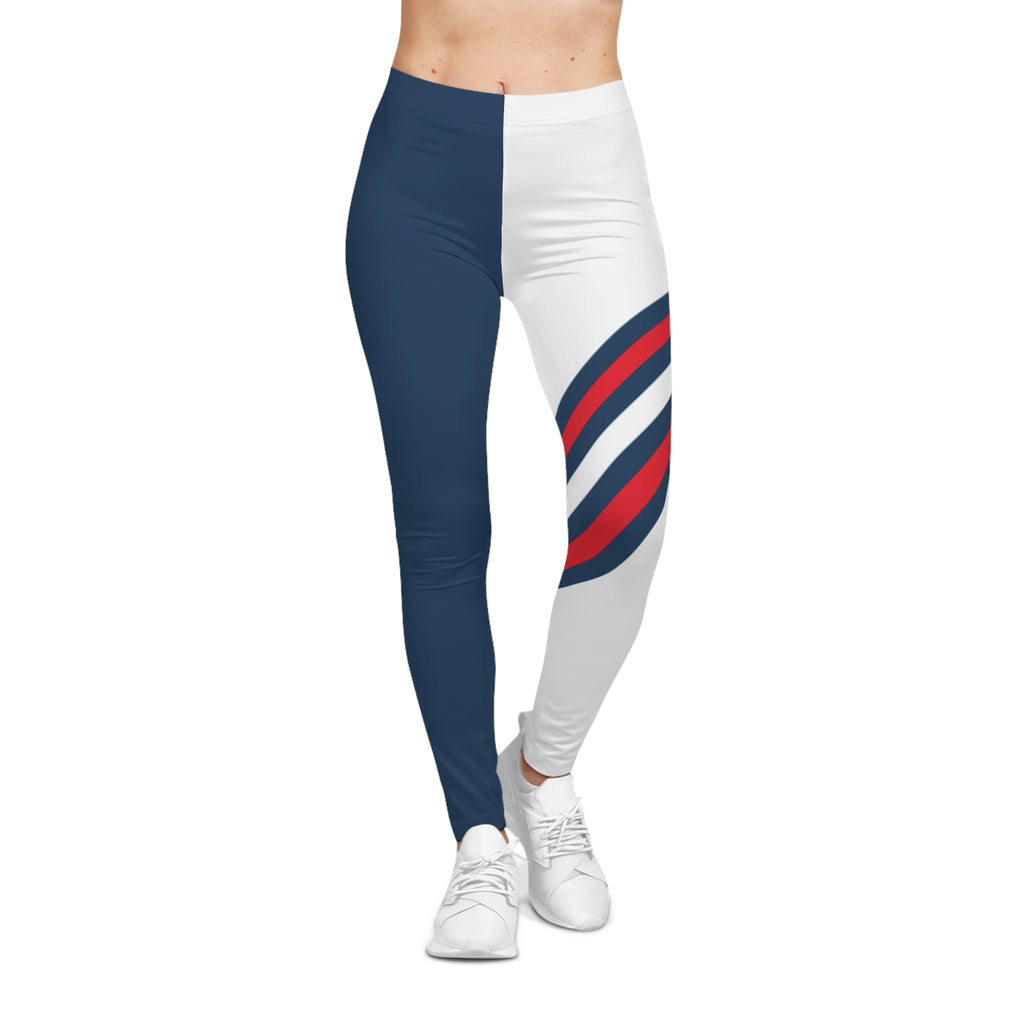 Red, white and blue striped Women's Leggings,  Cleveland baseball themed leggings, Women's casual leggings,  cute yoga pants, gift