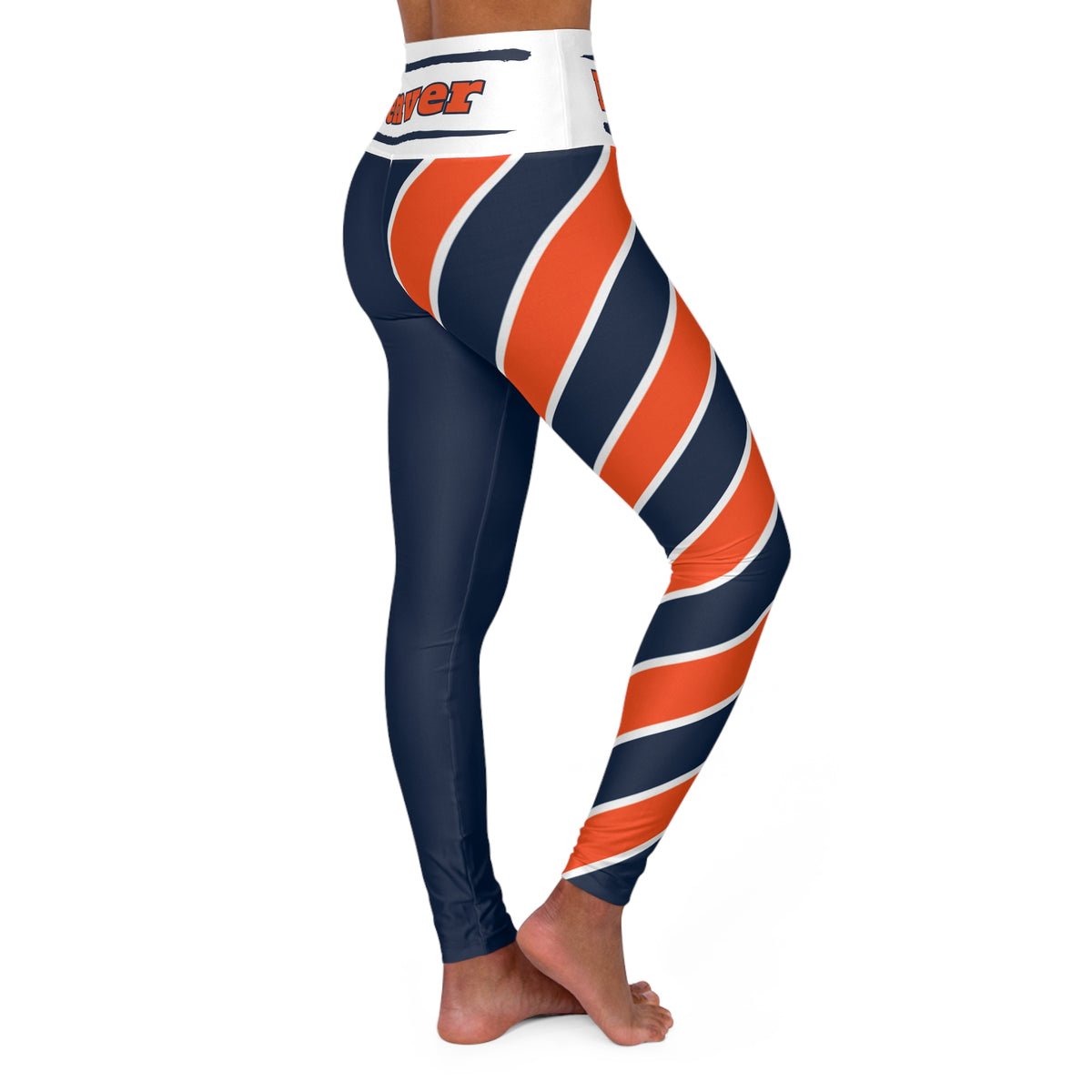 Denver Broncos Football Themed High Waisted Leggings, Women's Leggings
