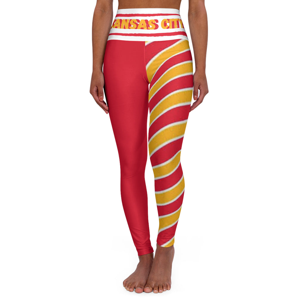 Kansas City Football Themed High Waisted Yoga Leggings