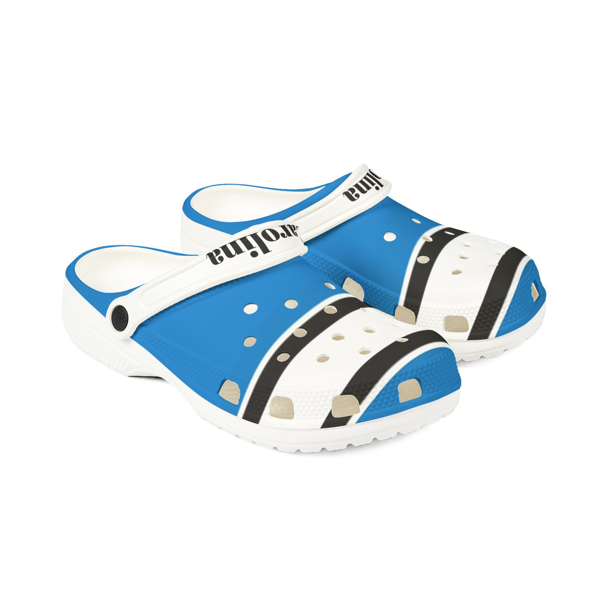 Carolina Football Themed EVA Foam Rubber Shoes, Unisex Shoes, Panthers Football Sandals, Men's shoes, Women's shoes, Carolina Panthers Shoes