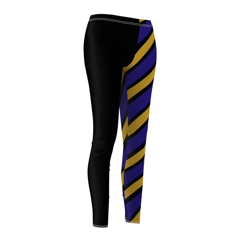 Bold Striped Women's Casual Leggings, Black and Purple leggings, Comfortable Fashion, Baltimore Football Themed Leggings, Gift for Her,