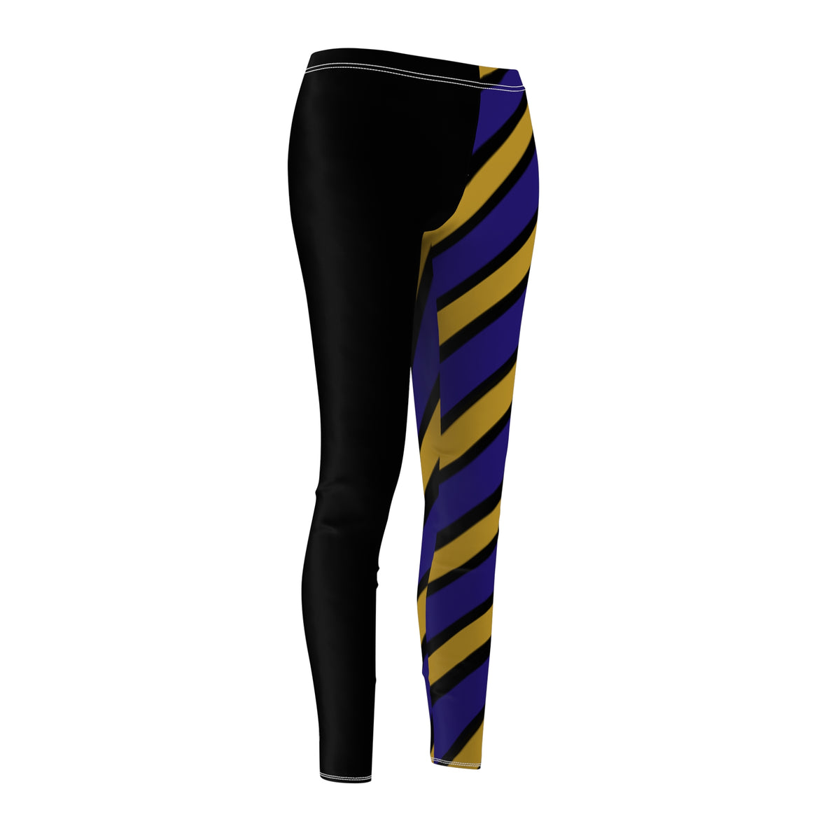 Bold Striped Women's Casual Leggings, Black and Purple leggings, Comfortable Fashion, Baltimore Football Themed Leggings, Gift for Her,