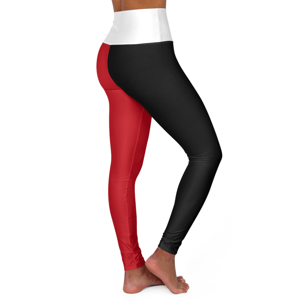 New Jersey Hockey Themed High Waisted Yoga Leggings, Devils Leggings, cute yoga pants, Women's Leggings,  gift