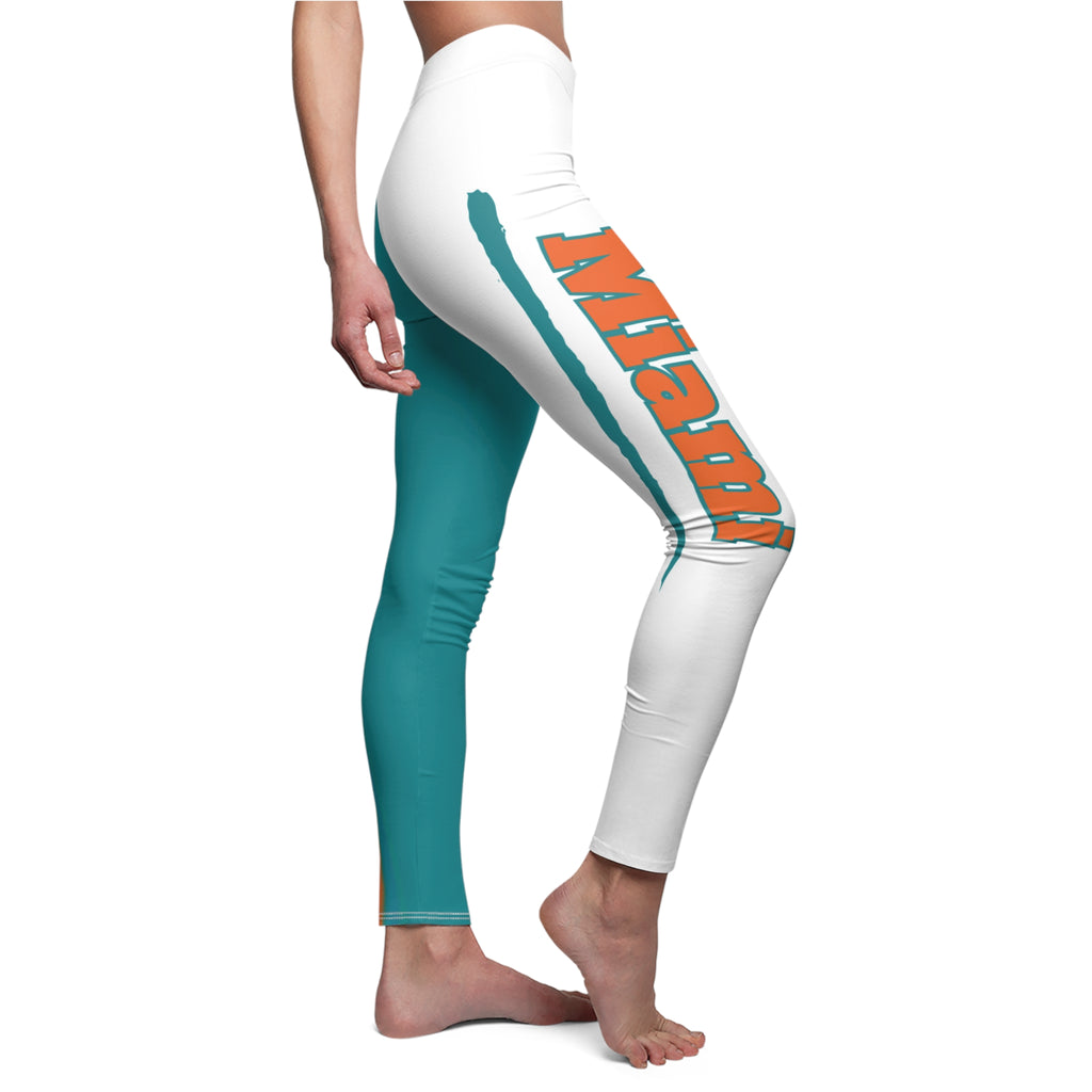 Miami Football Themed Leggings,  Women's Leggings,  Cute Dolphins Leggings, Dolphins Football Leggings, Yoga Pants, Gift