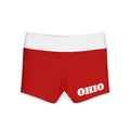 Ohio Yoga Shorts, Red  Workout Shorts, Red and White shorts, college gear, student clothing, ohio fan shorts, summer shorts, cute, gift