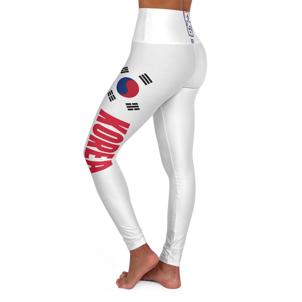 Korean Flag Leggings, White High Waisted Yoga Leggings, Korean Soccer, South Korea football leggings, Korean National Team, Korean Tiger